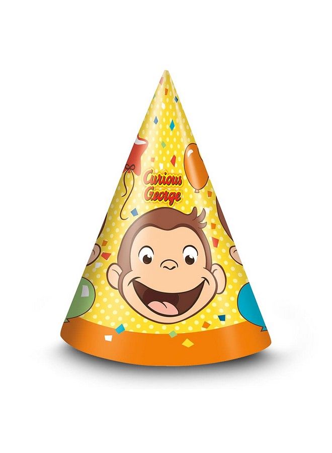 Unique Curious George Party Cone Hats ; One Size ; 8 Pcs Multi - Image 1
