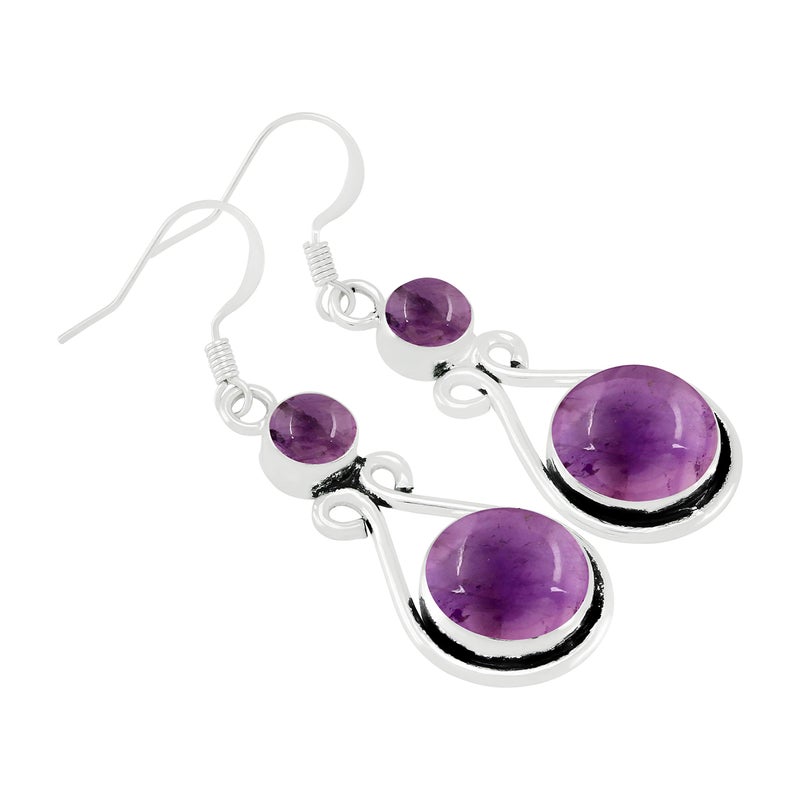 Sterling Silver Jewelry 12 Cts Amethyst Dangle Earrings For Women, Handmade Earrings With Purple Stone Jewelry Mother's Day Gifts For Mom - Image 2