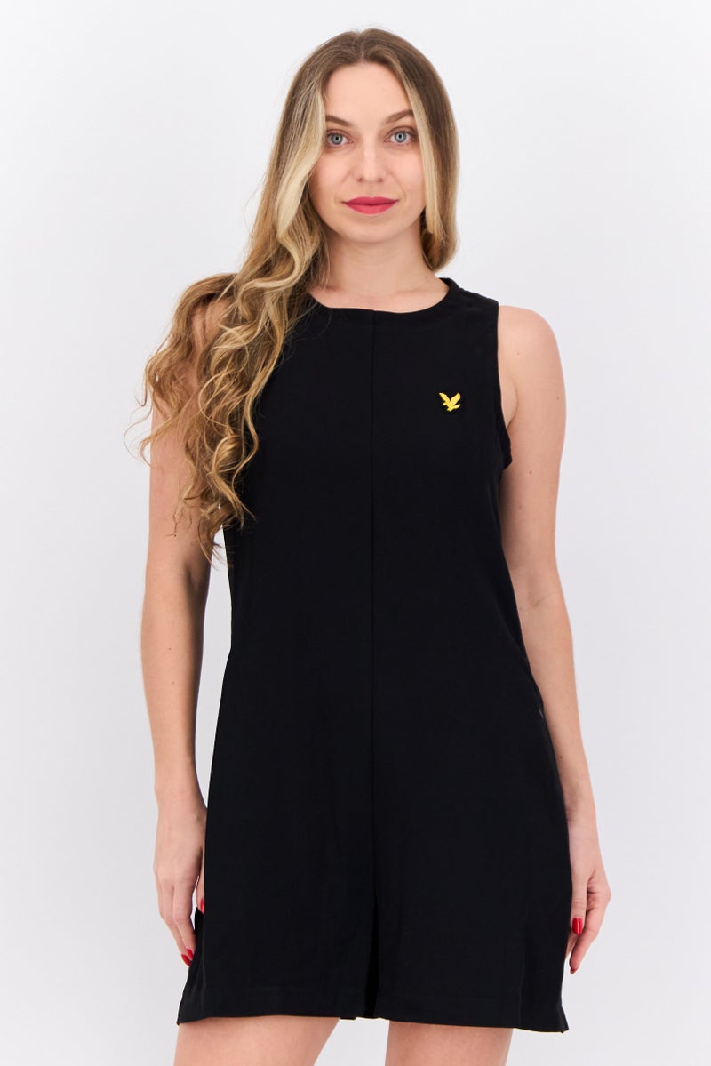 Lyle & Scott Women Embroidered Logo Sleeveless Playsuit, Black  - Image 1