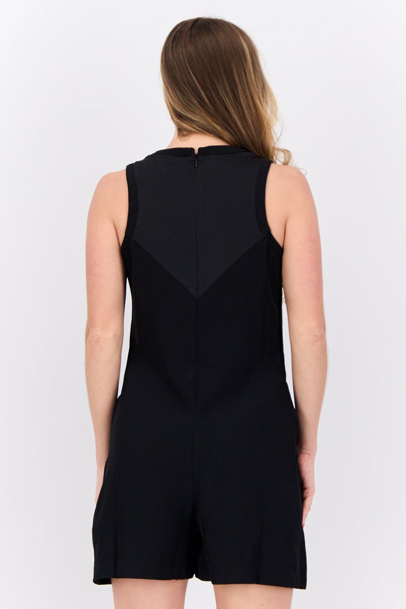 Lyle & Scott Women Embroidered Logo Sleeveless Playsuit, Black  - Image 3