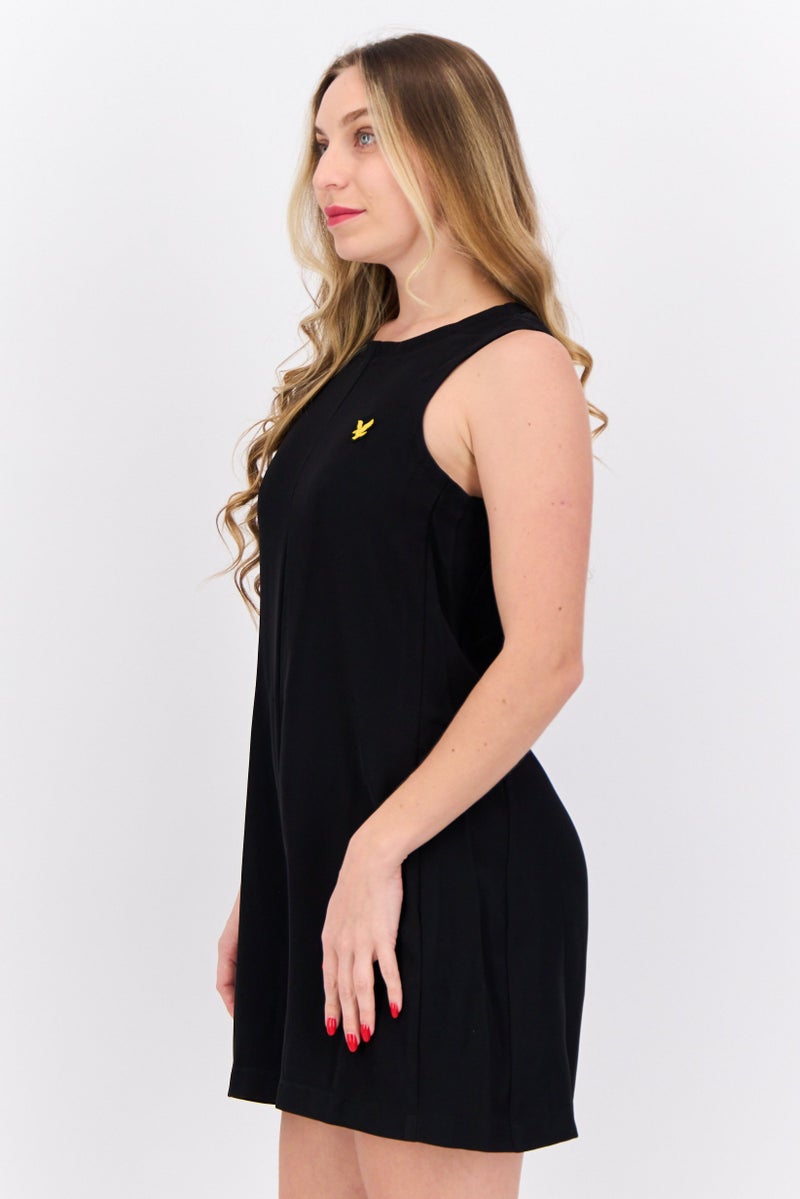 Lyle & Scott Women Embroidered Logo Sleeveless Playsuit, Black - Image 2