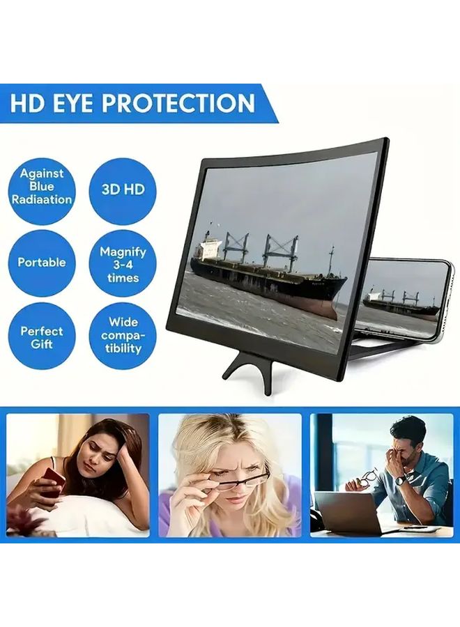 Black 12 Inch 3D Phone Screen Magnifier With Anti Glare Blue Light Protection - Image 5
