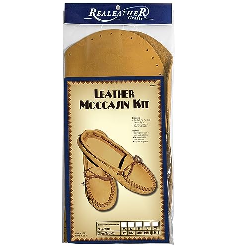 Realeather طقم حذاء موكاسين من ريلذر C4604-03 للبالغين، مقاس 8-9، تان ذهبي، 1-زوج - Image 1
