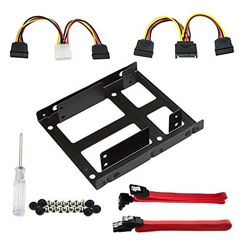 Qook 2X 2.5 Inch SSD to 3.5 Inch Internal Hard Disk Drive Mounting Kit Bracket(SATA Data Cables and Power Cables Included) - Image 4