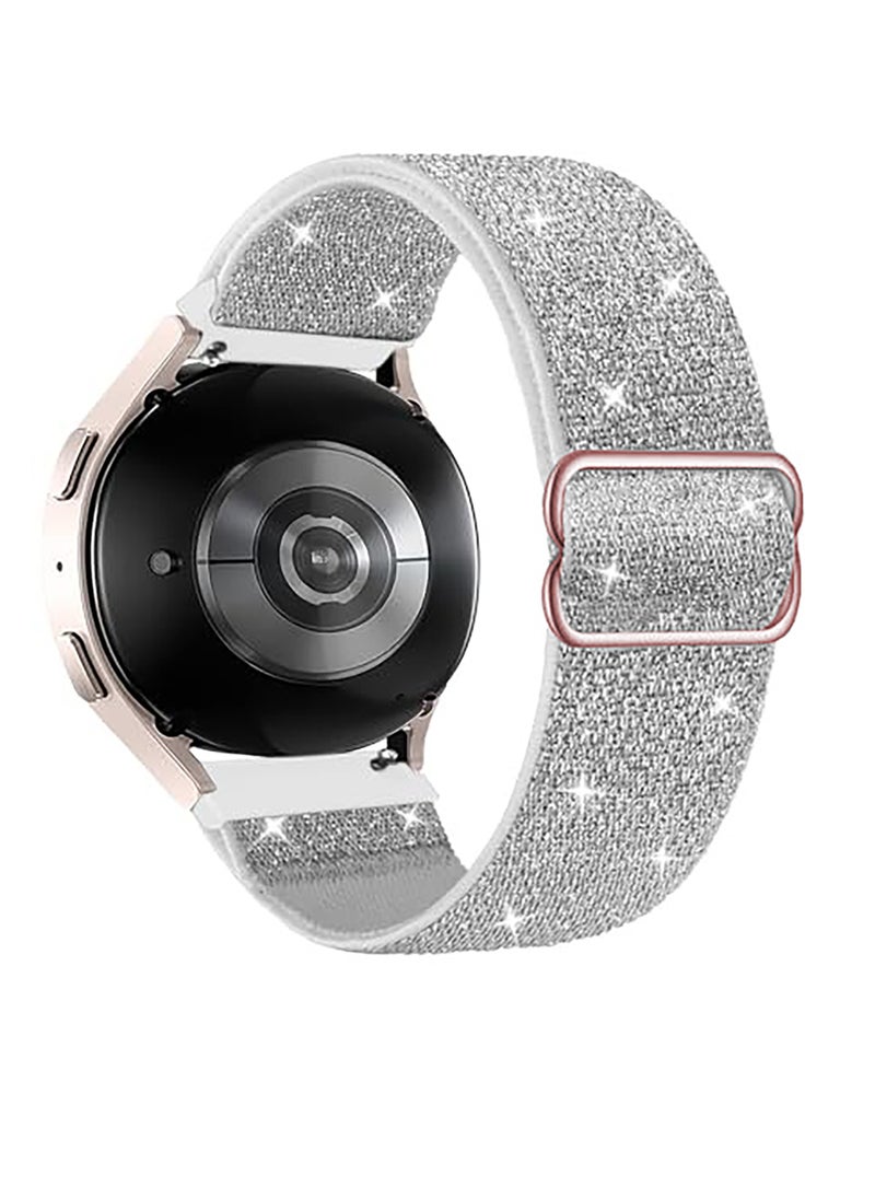Generic Strap Nylon Loop 22MM Band For Samsung galaxy watch 3 45mm /galaxy 46mm/Gear S3/Huawei watch GT3 46MM/GT 4 46MM/GT2E/GT 46mm/GT2 Pro/GT2 46MM/Honor Magic Watch2 46mm/Amazfit GTR 4/3/2/2e Shiny Silver 