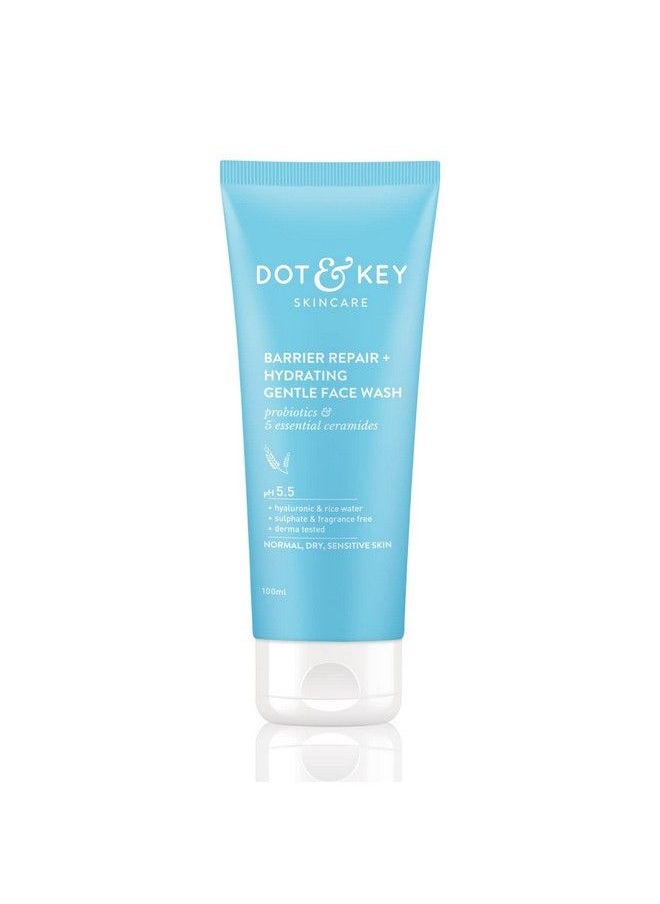 Dot & Key Barrier Repair + Hydrating Gentle Face Wash With Probiotic & 5 Essential Ceremides; Face Wash For Dry Normal & Sensitive Skin; Gently Cleanses Skin From Dirt & Oil For Unisex 100Ml  - Image 1
