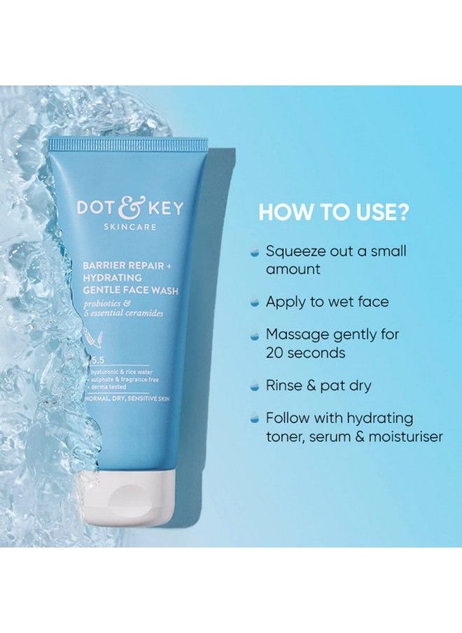 Dot & Key Barrier Repair + Hydrating Gentle Face Wash With Probiotic & 5 Essential Ceremides; Face Wash For Dry Normal & Sensitive Skin; Gently Cleanses Skin From Dirt & Oil For Unisex 100Ml  - Image 5