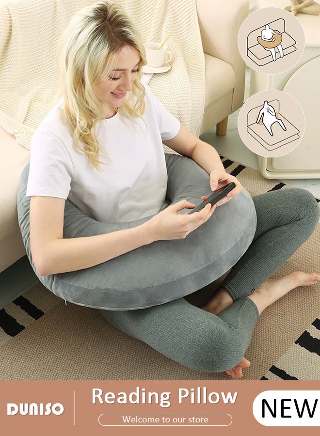 DUNISO Soft Reading Pillow for Lap, Armrest Lap Desk Pillow for Adult, Premium Foam Bed Rest Pillow for Reading, Working, Playing Game or Sitting in Bed Floor Sofa - Image 1