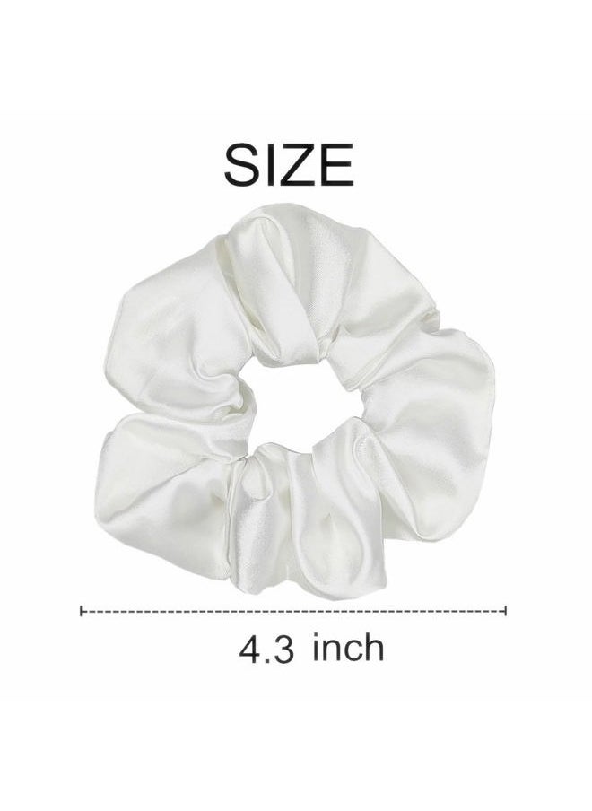 Sufermoe 6 Pcs Satin Scrunchies - Soft Hair Ties, Ponytail Holders, Hair Bands, Hair Accessories for Women and Girls (4.3 inch, White)  - Image 3