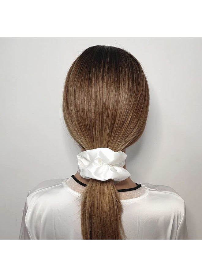 Sufermoe 6 Pcs Satin Scrunchies - Soft Hair Ties, Ponytail Holders, Hair Bands, Hair Accessories for Women and Girls (4.3 inch, White)  - Image 2