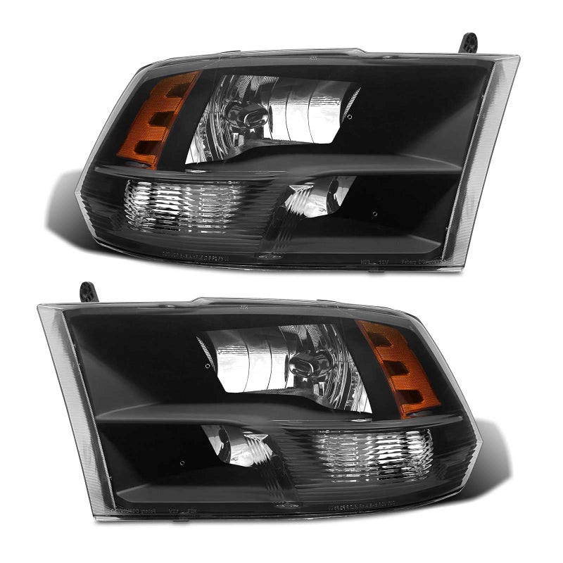 ADCARLIGHTS for 2009-2018 Dodge Ram Headlight Assembly compatible with 2009-2018 Ram 1500/2010-2018 Ram 2500 3500 Black Housing Amber Reflector Headlamp Replacement Left and Right - Image 1