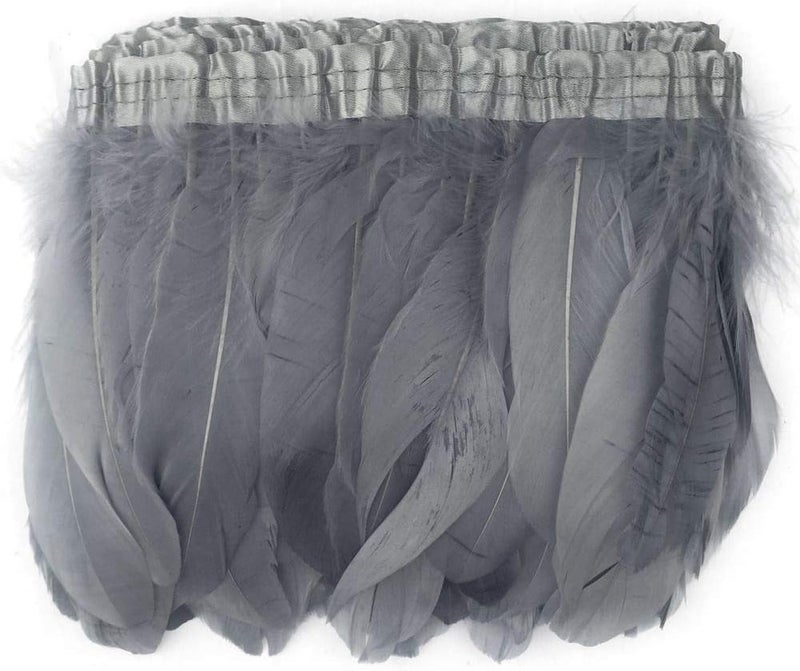Sowder Duck Goose Feather Trim Fringe 2 Yards (Gray) - Image 1