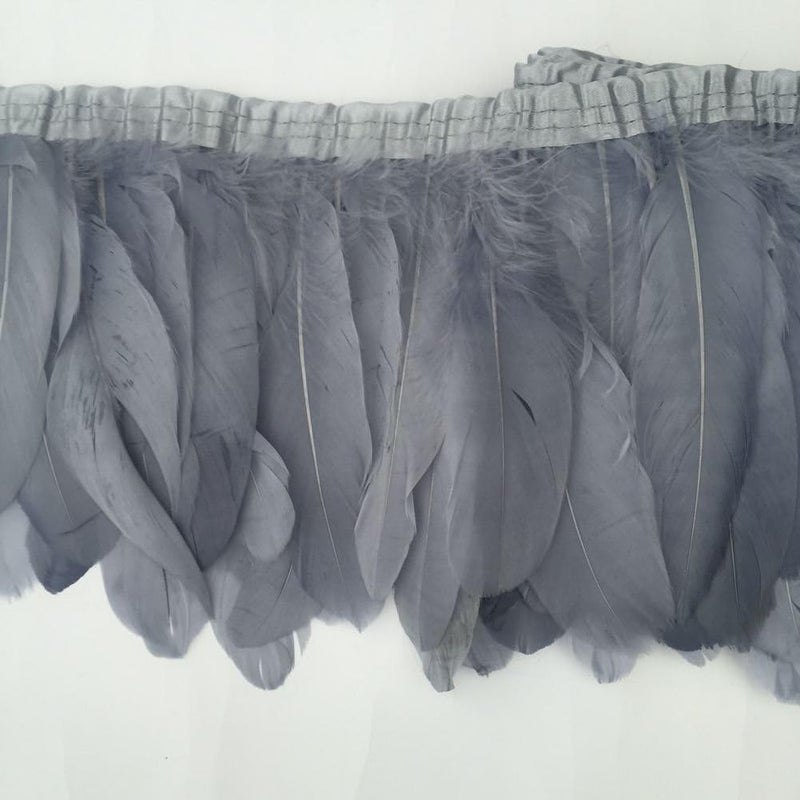 Sowder Duck Goose Feather Trim Fringe 2 Yards (Gray) - Image 2