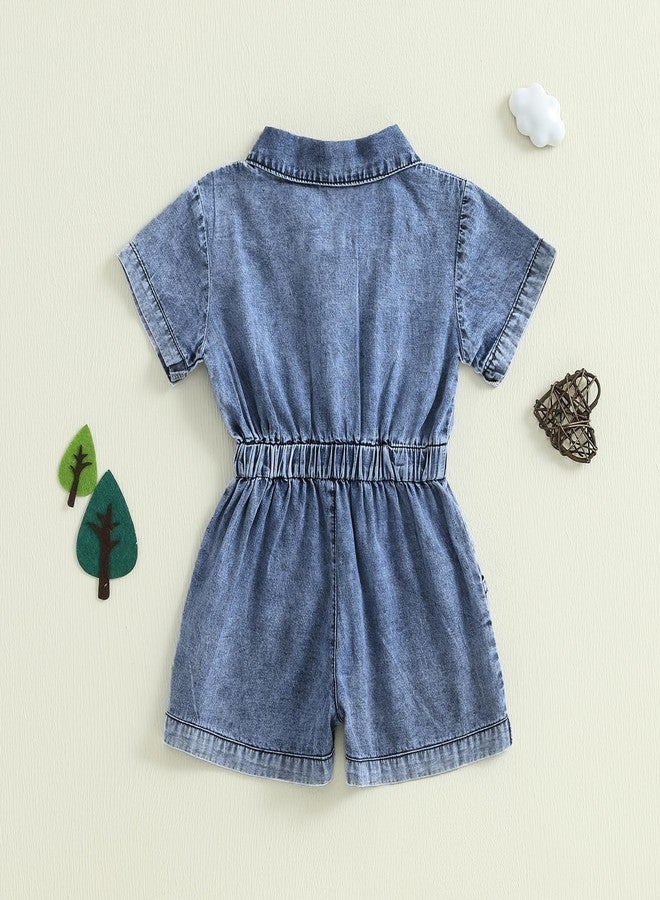Gureui Toddler Baby Girl 18-24 Months Summer Clothes Jean Overalls Shorts Short Sleeve Denim Romper Jumpsuit Outfit - Image 4