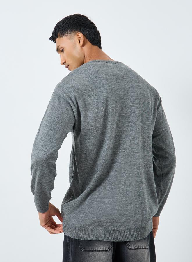 ستايلي سويتر رجالي رمادي بنسيج بارز - Image 4