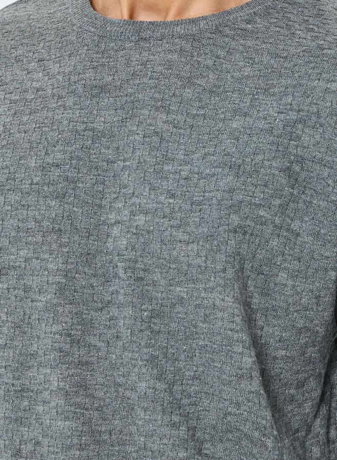 ستايلي سويتر رجالي رمادي بنسيج بارز - Image 3