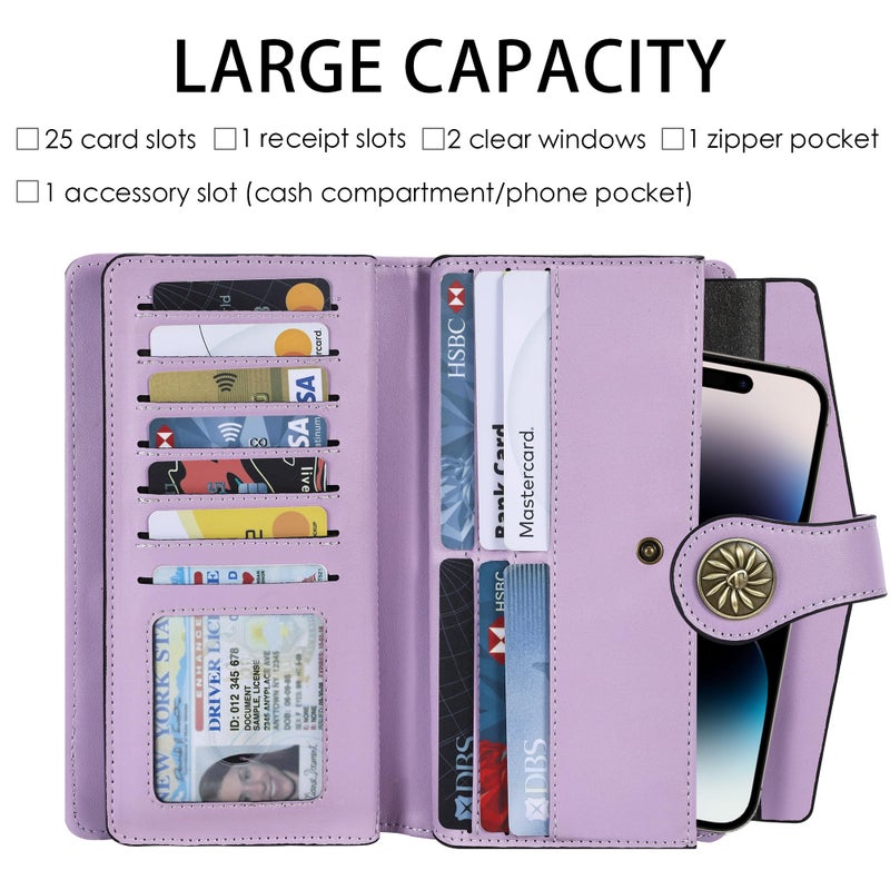 Travelambo Women's Wallet RFID Blocking Trifold Clutch Large Capacity Credit Card Holder Travel Purse - Image 2