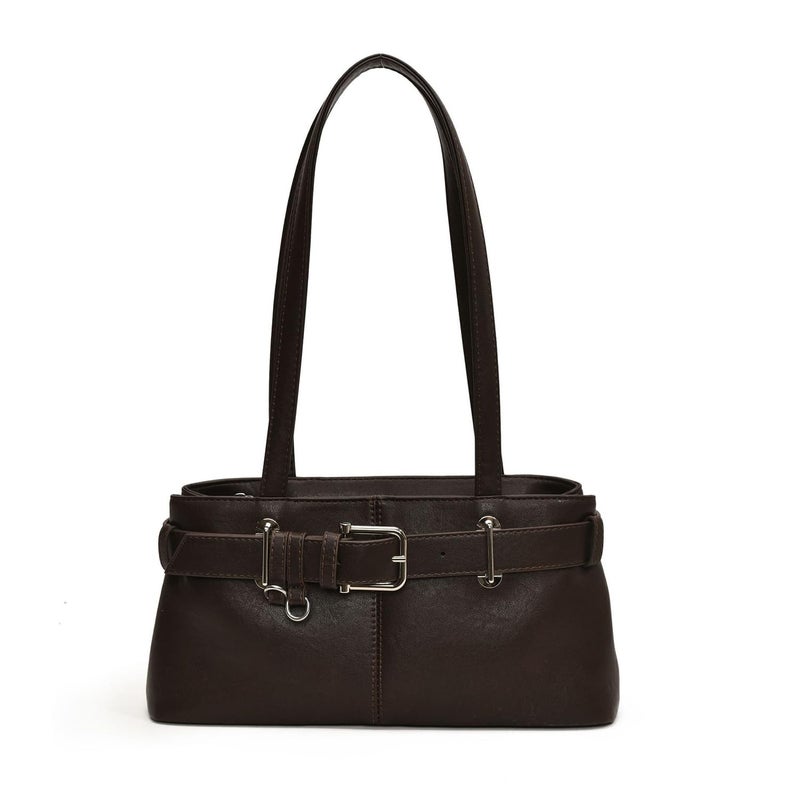 JYG Shoulder Bag for Women Vintage Y2K Hobo Purse with Belt Buckle Small PU Leather Underarm Satchel Handbag Coffee - Image 1