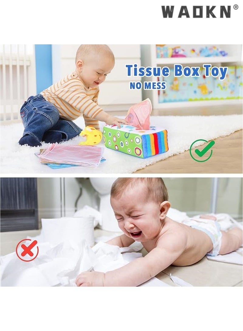 دبليو أيه أو كي أن مونتيسوري لعب 1 سنة فما فوق ، طفل منديل مربع اللعب ، 10 قطعة من القماش الملون و 6 قطعة من القماش المضادة للتجاعيد ، 6-36 شهرا مونتيسوري لعب الأطفال الحسية - Image 4