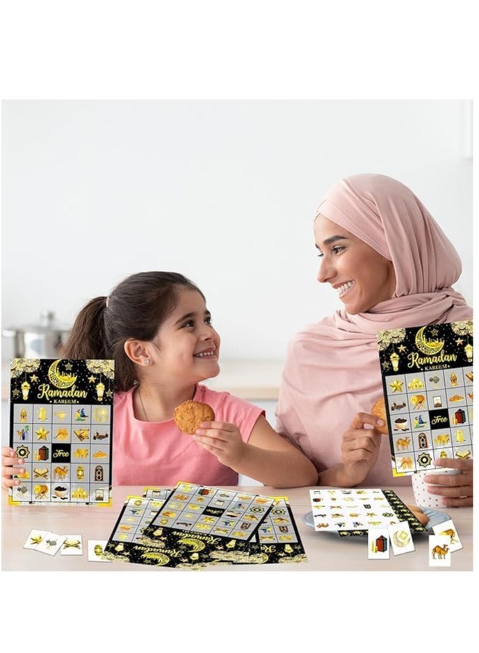 35 Pcs Eid Al Adha Bingo Games 24 Players Eid Mubarak Bingo Cards Ramadan Party Favors for Boys Girls Adults Family Classroom Activities Muslim Festival Party Games Supplies - Image 3