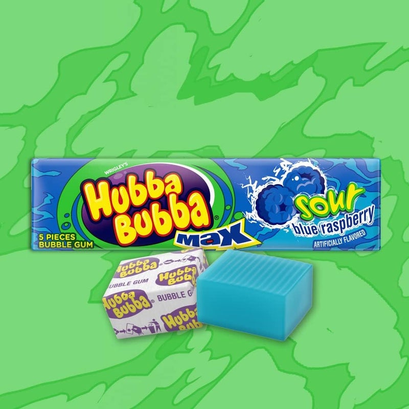 Hubba Bubba Sour Blue Raspberry Bubble Gum - 18 Count Pack - Image 3