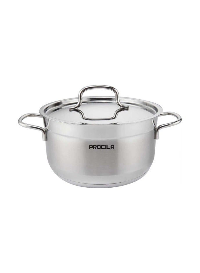 بروسيلا قدر طبخ ستانلس ستيل 26 سم فضي مع قاعدة سفلية ب 5 طبقات - Image 1