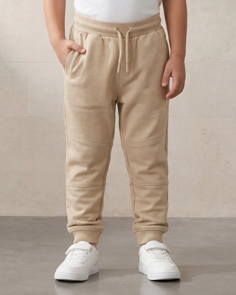 Redtag Boys Beige Solid Active Pants