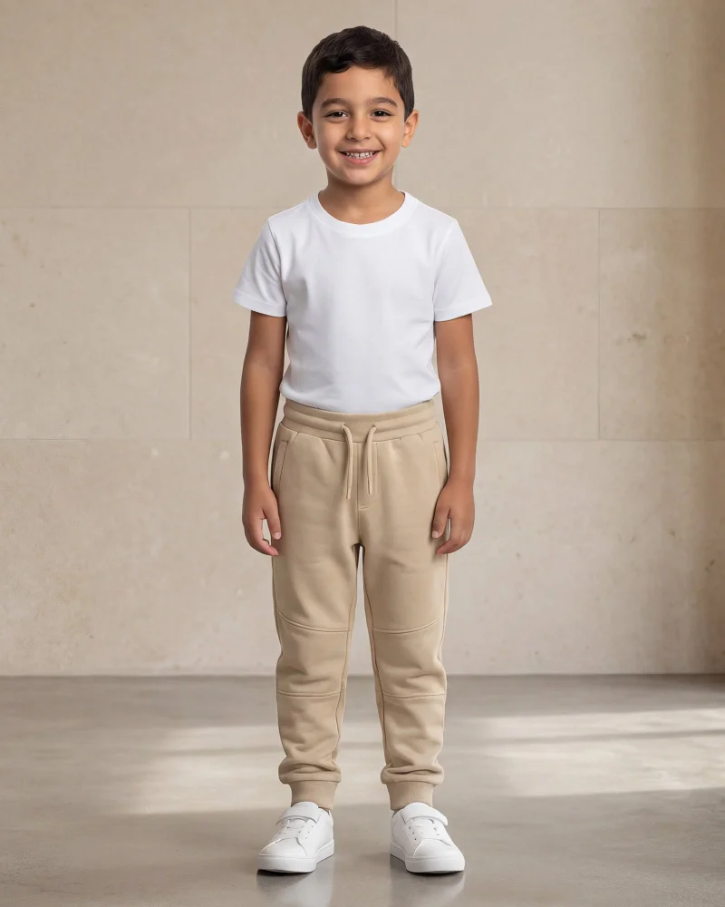 Redtag Boys Beige Solid Active Pants