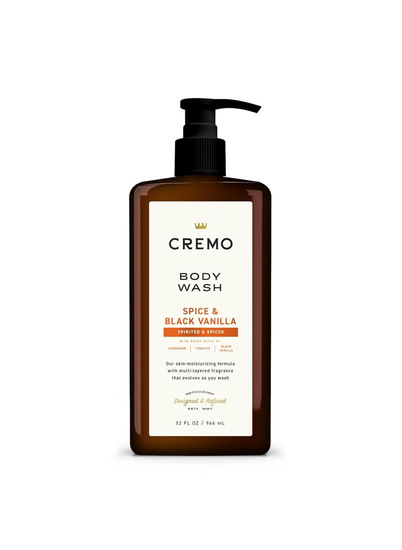cremo Cremo RichLathering Spice  Black Vanilla Body Wash for Men Notes of Spices Dark Woods and Black Vanilla 32 Fl Oz 