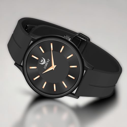 LORENZ Slim Case Analog Watch with Black Silicone Magnetic Adjustable Strap Watch for Men & Women - Image 2