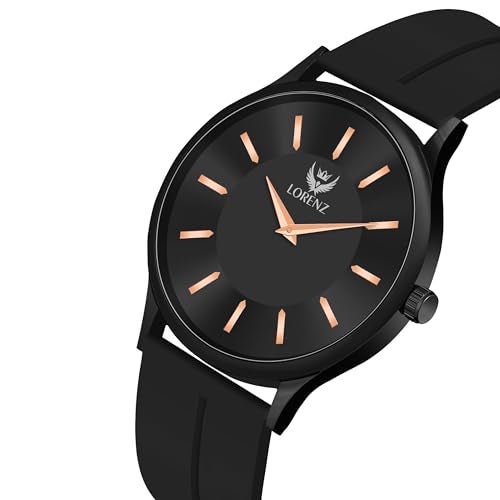 LORENZ Slim Case Analog Watch with Black Silicone Magnetic Adjustable Strap Watch for Men & Women - Image 4