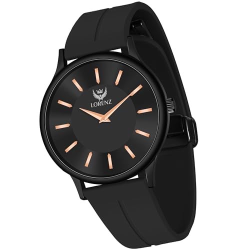 LORENZ Slim Case Analog Watch with Black Silicone Magnetic Adjustable Strap Watch for Men & Women - Image 1