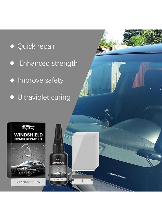 KASTWAVE Windshield Cracks Repair Kit, Glass Liquid Repair Set For Cars, Fixes Chips & Star-Shaped Cracks, Wind Shield Car Glass Repair Set (30Ml) - Image 2