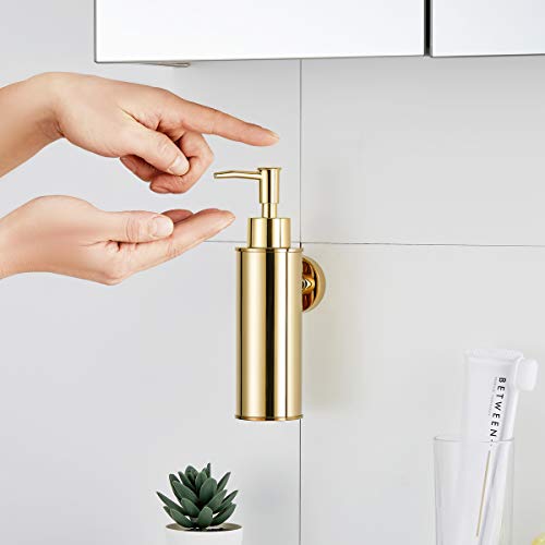 BGL Soap Dispenser Stainless Steel 304 Gold Wall Mount Liquid and Soap Dispenser Round for Kitchen and Bathroom - Image 3