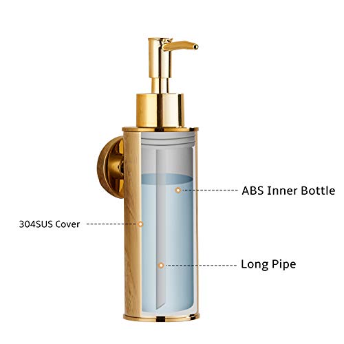 BGL Soap Dispenser Stainless Steel 304 Gold Wall Mount Liquid and Soap Dispenser Round for Kitchen and Bathroom - Image 4