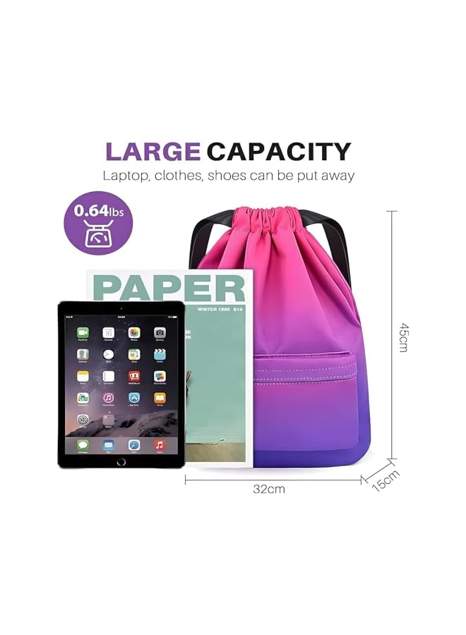 S-TOP Drawstring Bags, Waterproof Sports Backpack with Wide Straps, Lightweight Gym Sack for Swimming, Yoga, Shopping and Beach Activities for Men and Women - Image 3