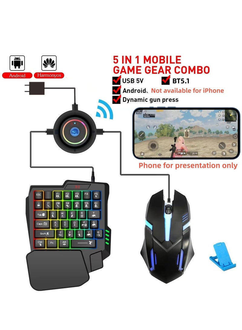 Gaming Mouse 35 Keys Single Hand Gaming Keyboard Converter Set For Android PUBG CODM Genshin Diablo All Games - Image 1