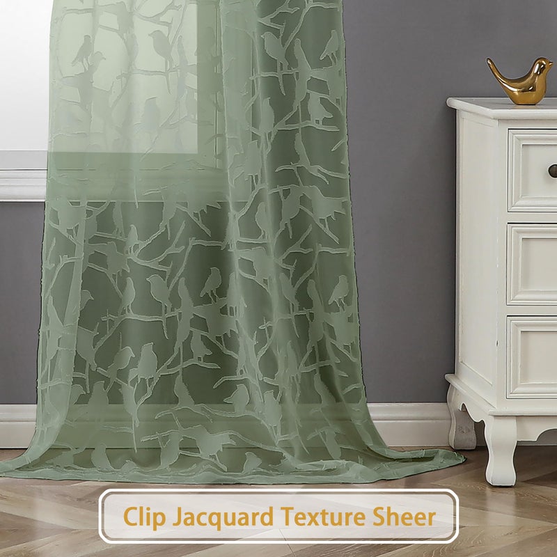 OVZME Anji Sage Green Sheer Curtains 96 Inches Length 2 Panels Set for Living Room Bedroom  Clip Textured Sheer Curtain Window Curtains Farmhouse Voile Drapes for Sliding Door  Rod Pocket  38Wx96L - Image 5