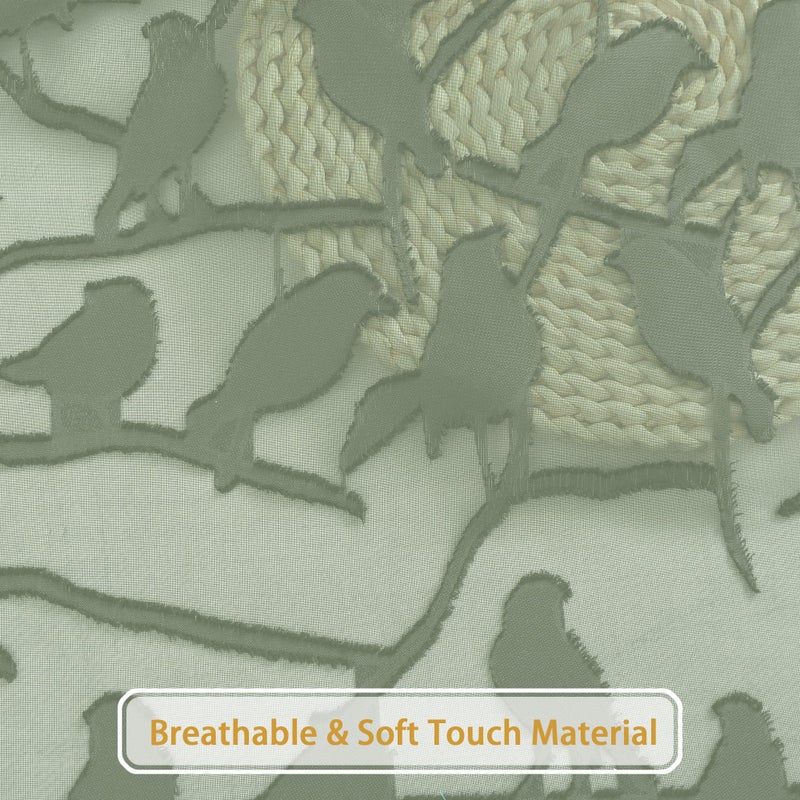 OVZME Anji Sage Green Sheer Curtains 96 Inches Length 2 Panels Set for Living Room Bedroom  Clip Textured Sheer Curtain Window Curtains Farmhouse Voile Drapes for Sliding Door  Rod Pocket  38Wx96L - Image 3