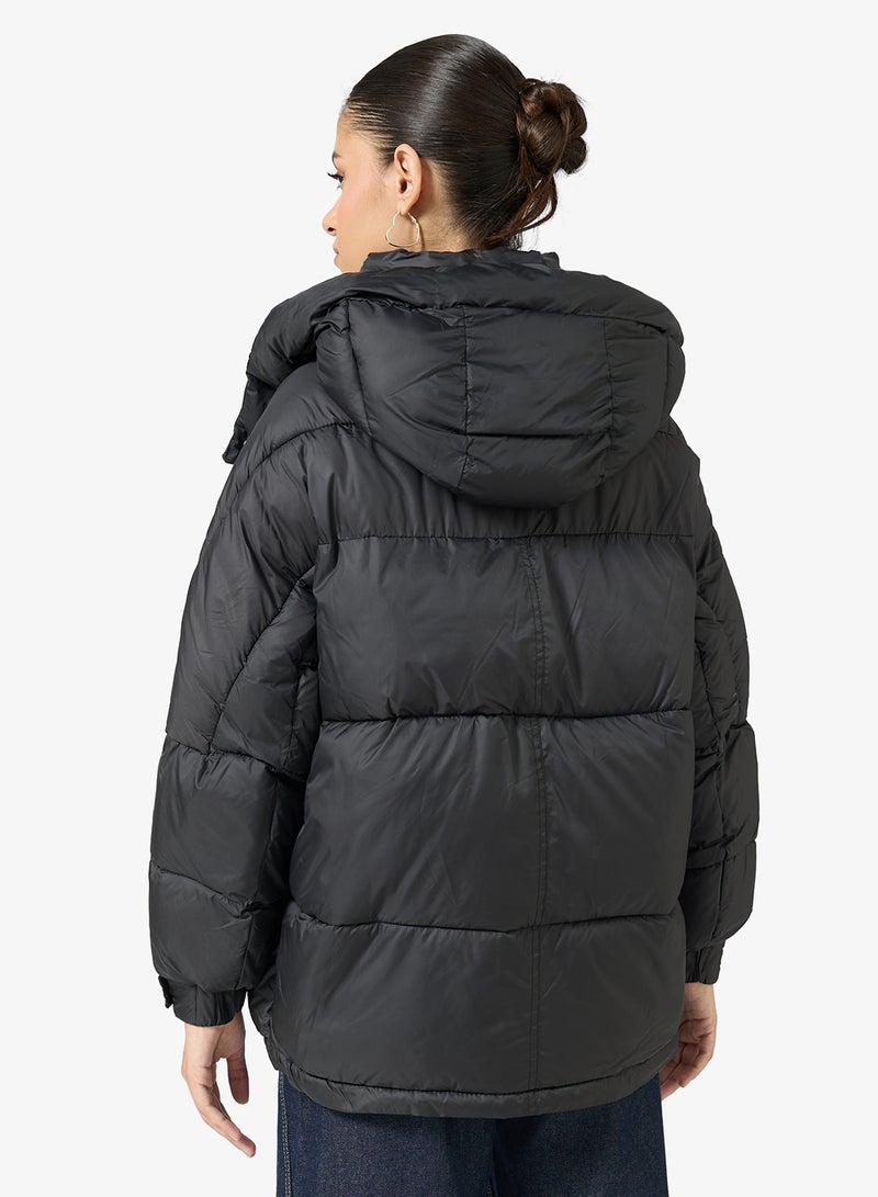 جينجر جاكيت مبطن طويل بغطاء رأس - Image 2