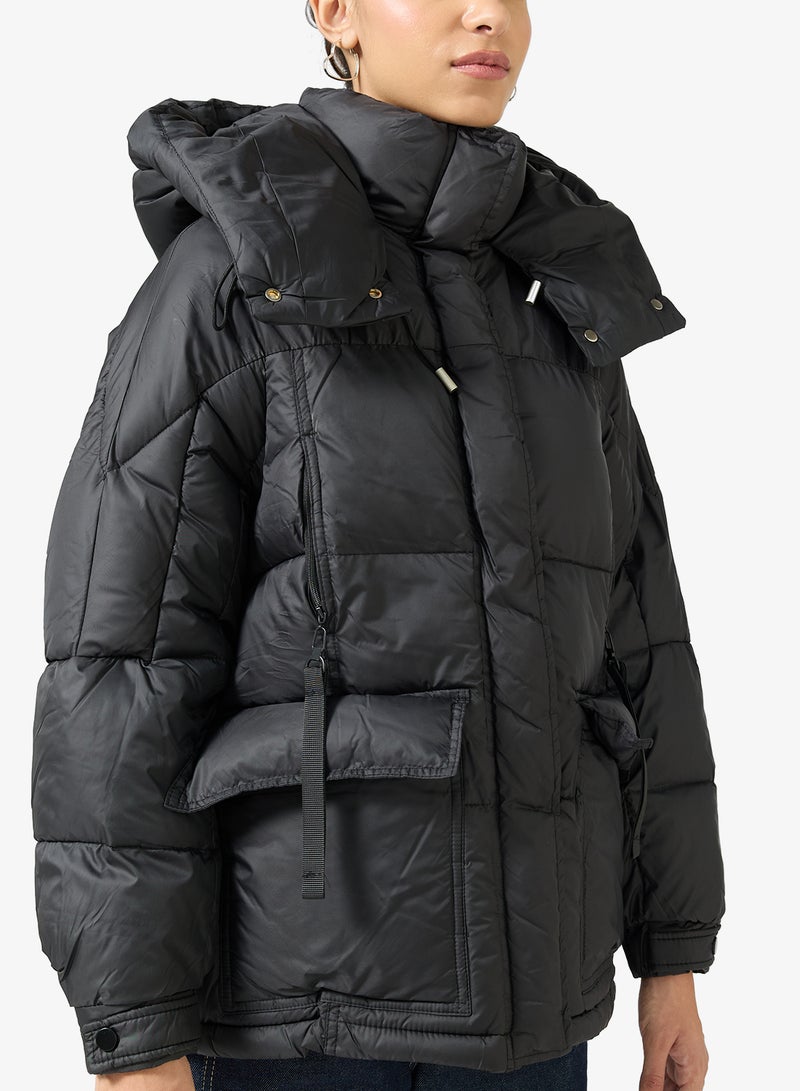 جينجر جاكيت مبطن طويل بغطاء رأس - Image 3