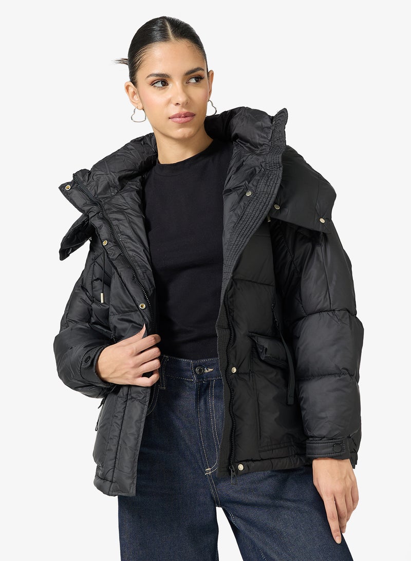 جينجر جاكيت مبطن طويل بغطاء رأس - Image 1