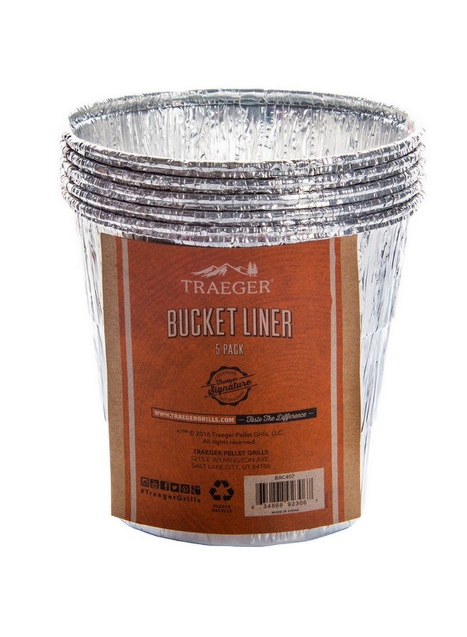 TRAEGER 5-Piece Disposable Aluminium Bucket Liners for Grill Silver 10.92 x 12.7 x 14.47 cm BAC572 - Image 2