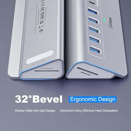 intpw Powered USB Hub 10Gbps, intpw YH6AC Plus 10 Port USB 3.2 Hub(USB A/USB C 3.2+3 USB-A 3.0+2 PD 45W Fast Charging Ports+SD/TF Card Reader), 65W Power Adapter,Aluminum USB HUB for PC,Laptop,iPhone 17/16 - Image 5