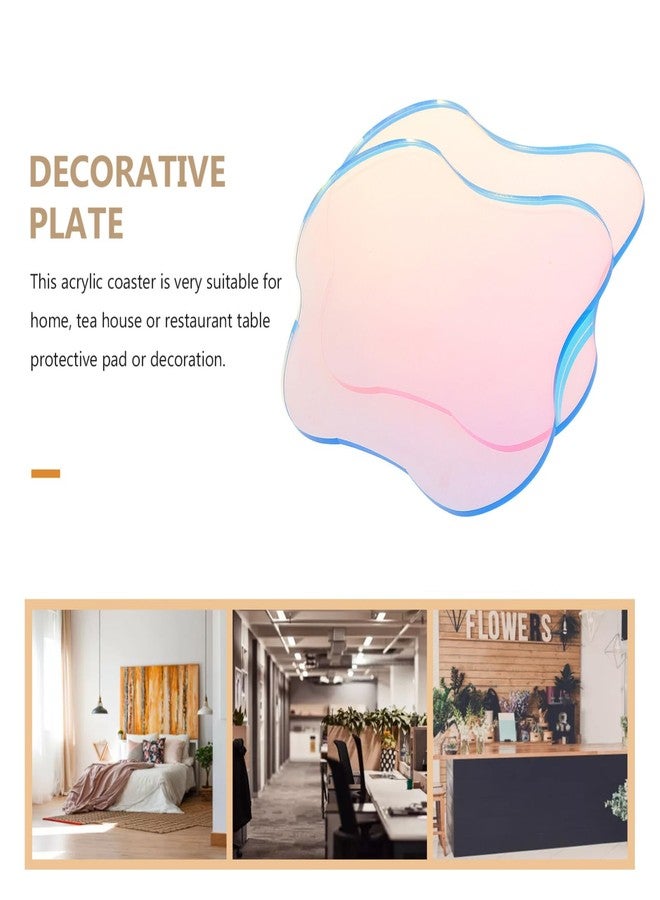 Garneck 2Pcs Acrylic Irregular Coasters, Clear Acrylic Drink Coasters Creative Decorative Plate Mug Pad Coffee Cup Coasters for Drinks, Photos, Coffee Table, Shooting Props - Image 3