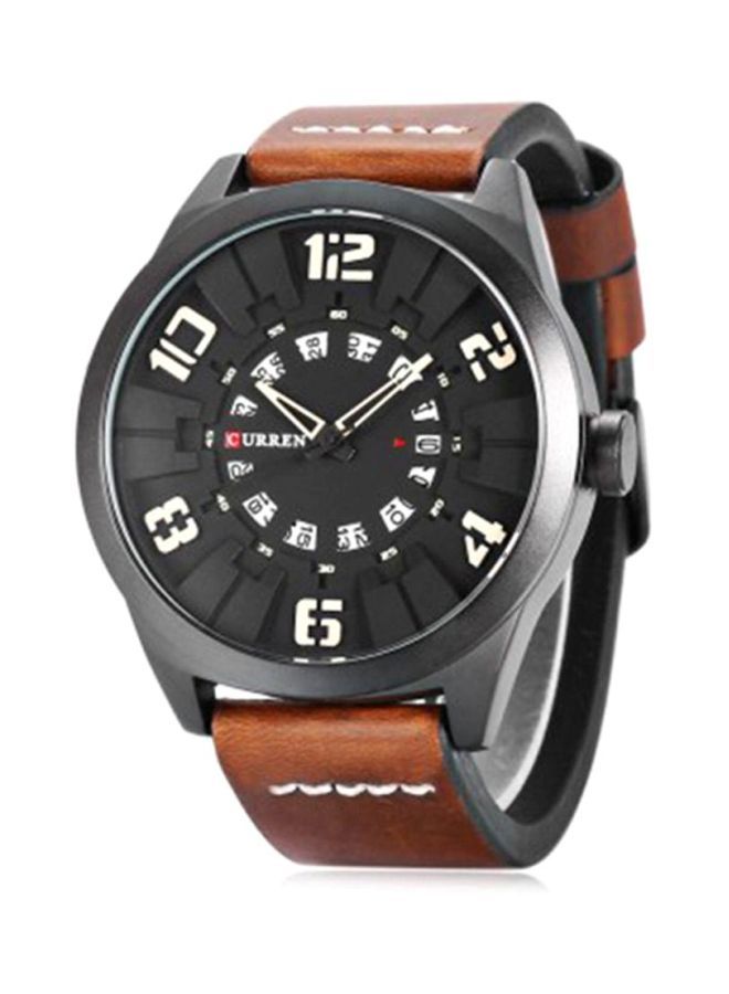 NIBEMINENT men Leather Analog Watch CU-8258-W - Image 2