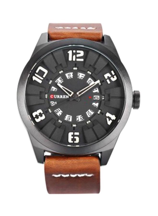 NIBEMINENT men Leather Analog Watch CU-8258-W - Image 1