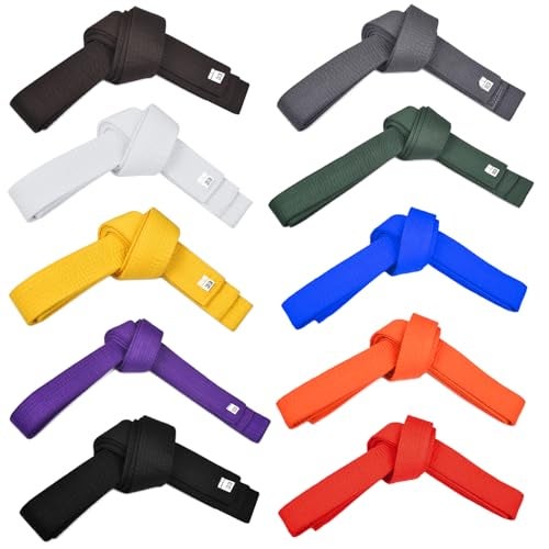 KAADUU Karate Belt, Judo Belt And BJJ Belt For Martial Arts Training, PC Cotton Rank Karate Belt With 8 Row Stitching, Durable Non Fading For Taekwondo Judo Hapkido (Grey, 220) - Image 1
