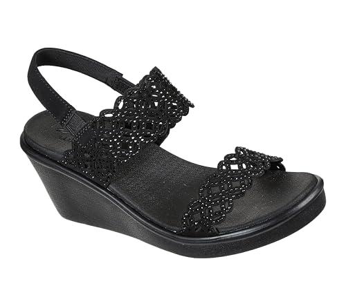 Skechers Cali Women's womens Rumble on - Sassy Dayz Wedge Sandal, Black/Black, 9 US - Image 3