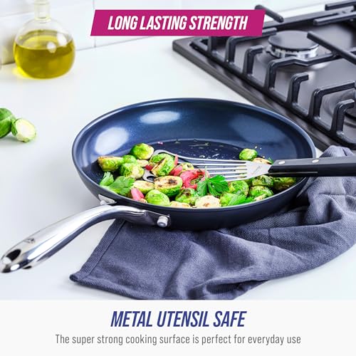 Blue Diamond Cookware Hard Anodized Ceramic Nonstick, 8" Frying Pan Skillet, PFAS-Free, Dishwasher Safe, Oven Safe, Grey - Image 3